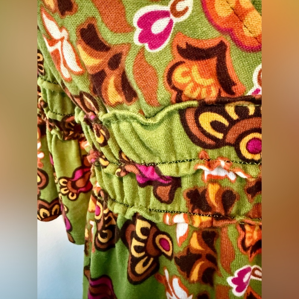 Judith March Green Boho Floral Dress | Retro V-Neck Empire Waist - Picture 4 of 8